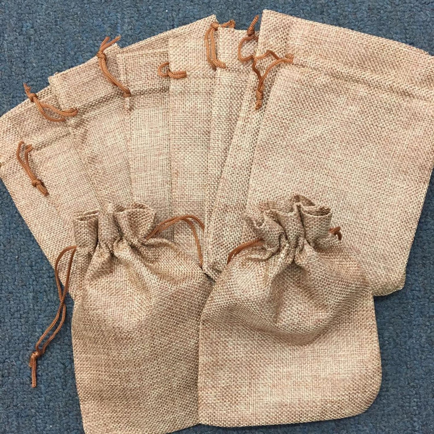 Rustic Wedding Jute Bag Natural Wedding Set of 12 Burlap Bag 3"x 4" 4"x6" 5"x7" 6"x9" Wedding Favor Bags, Party Favor Bags, Burlap Gift Bags - icambag