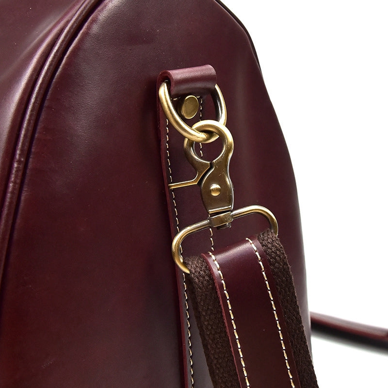 Personalized Vintage Full-grain Leather Duffle Bag, Good Travel Bag - icambag