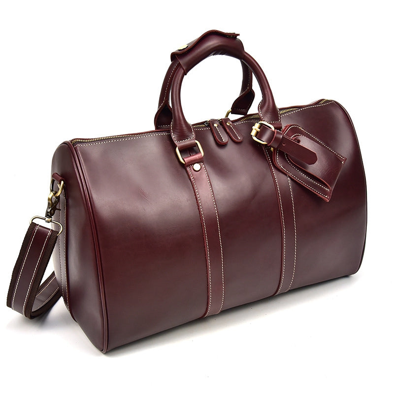 Personalized Vintage Full-grain Leather Duffle Bag, Good Travel Bag - icambag