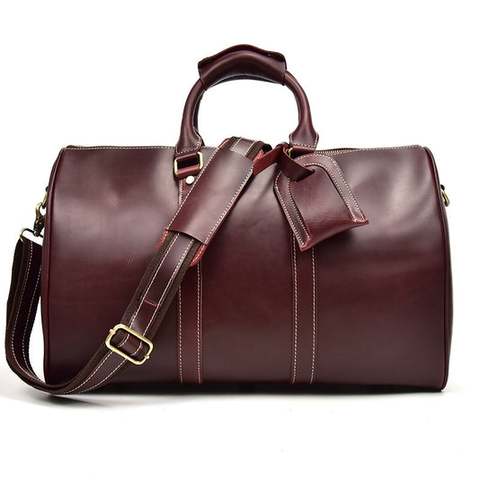 Personalized Vintage Full-grain Leather Duffle Bag, Good Travel Bag - icambag