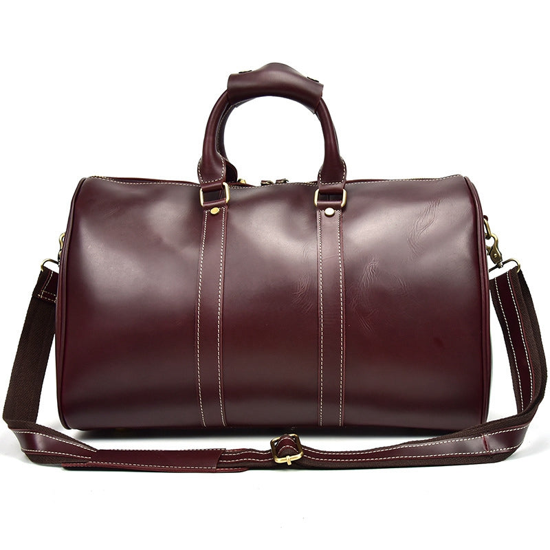 Personalized Vintage Full-grain Leather Duffle Bag, Good Travel Bag - icambag