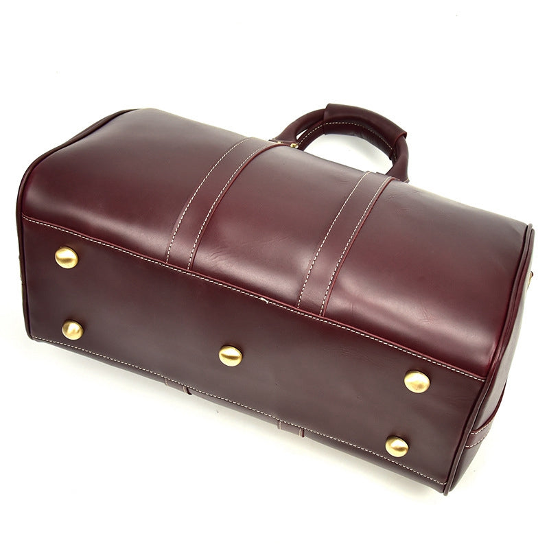 Personalized Vintage Full-grain Leather Duffle Bag, Good Travel Bag - icambag