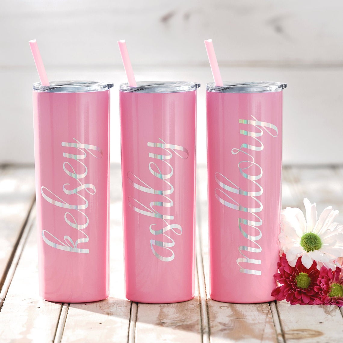 Personalized Skinny Tumbler, Custom Bridesmaid Skinny Tumbler, Stainless Steel Tumbler, Tumbler With Straw, Tumbler With Lid - icambag